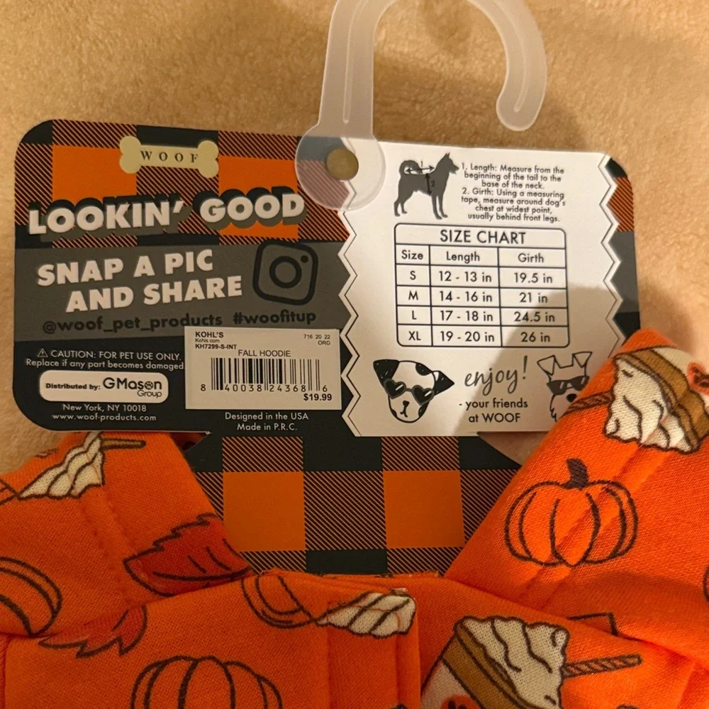 Orange Dog Hoodie with Fall Print